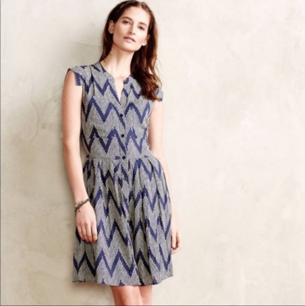 Anthro 11·1 Tylho West Street Zig Zag Shirt Dress
